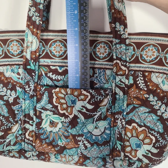 Vera Bradley Java Blue Tote Purse Shoulder Bag Brown Blue Floral 2006 Pattern - Picture 3 of 16